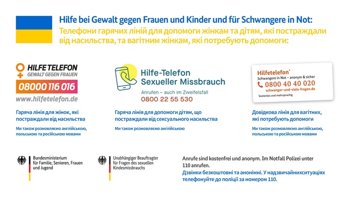 Übersicht Hilfeangebote für Frauen und Kinder - Ukraine Flüchtlinge